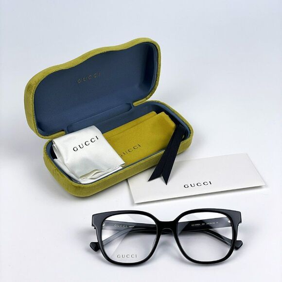 NEW Gucci GG1305OA 001 Black Havana Rectangle Women Eyeglasses - Picture 11 of 11